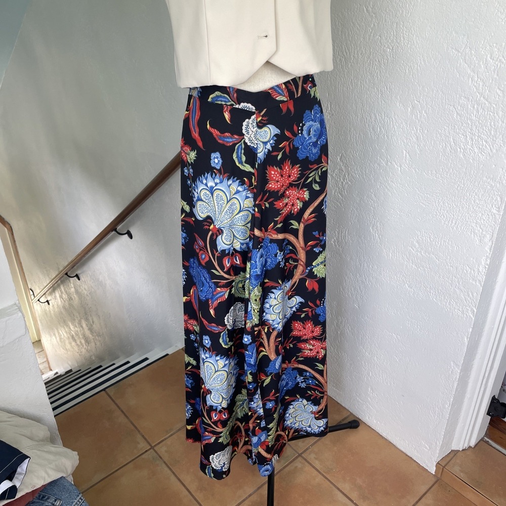 Alice + Olivia NWOT Wide Leg Navy Floral Pants High Rise XS US 0